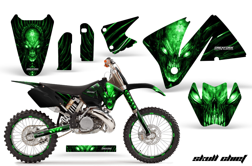 KTM C3 Graphics Kit Skull Chief Green Rims